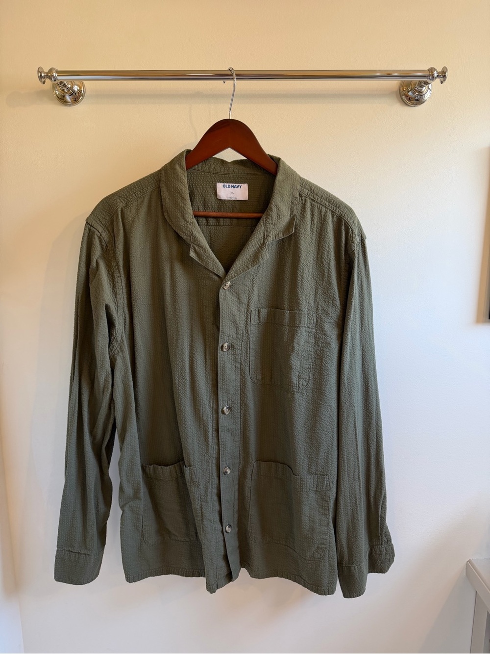 Old Navy Men's Olive Green Lightweight Textured Shirt Jacket